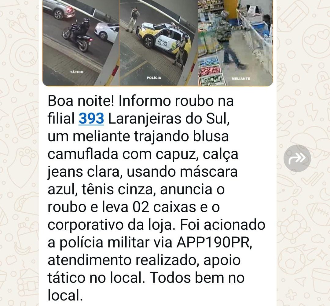 Farmácia é assaltada no Centro de Laranjeiras do Sul na noite desta quarta-feira