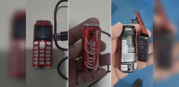 Celular disfarçado de lata de refrigerante é apreendido em presídio