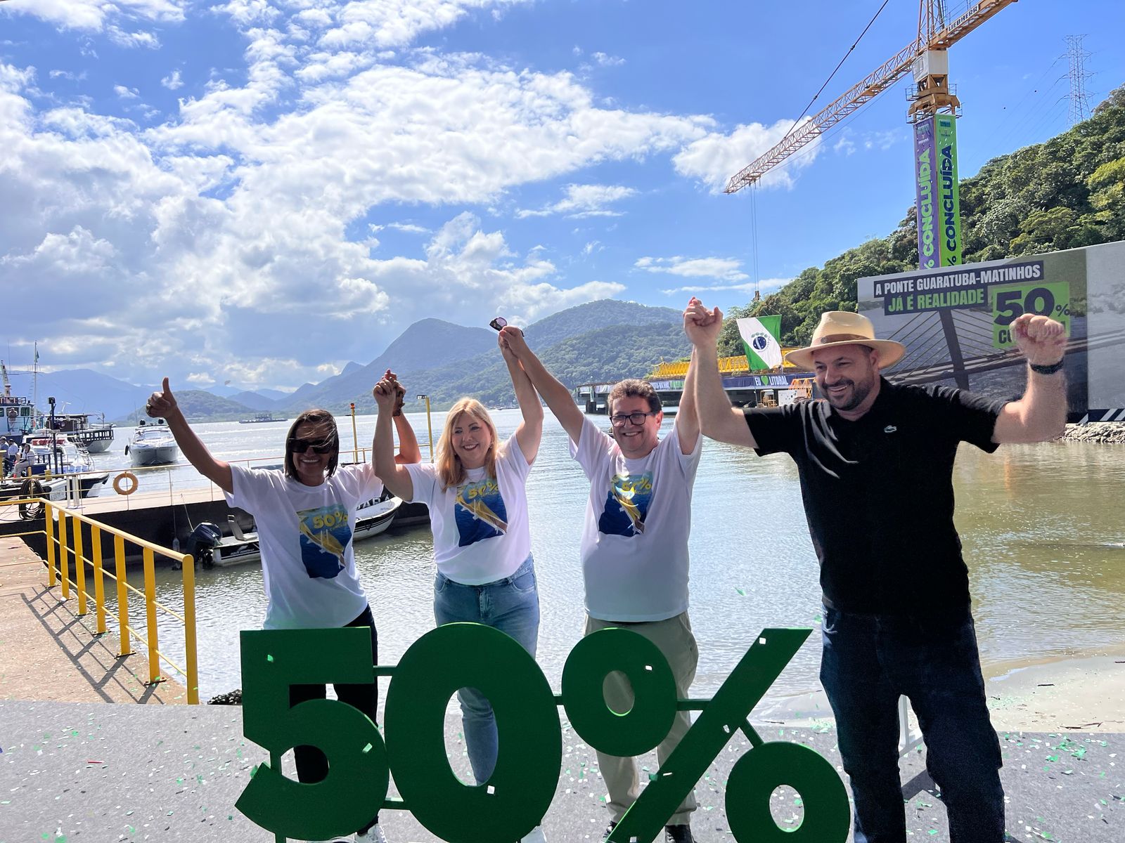 Deputado Geraldo Mendes acompanha marco de 50% das obras da Ponte de Guaratuba