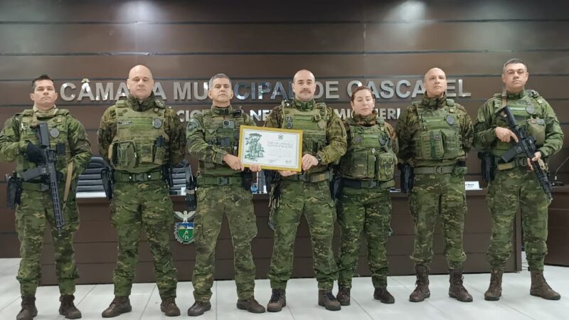 Câmara de Cascavel presta homenagem ao BPFRON por serviços prestados na segurança de fronteira