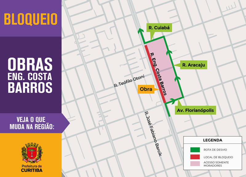 Rua do Cajuru ficará bloqueada para obras do Ligeirão Leste/Oeste