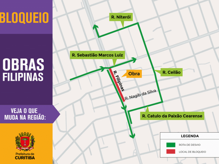 Rua Filipinas terá bloqueio parcial para avanço das obras do Ligeirão Leste/Oeste