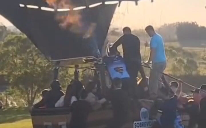 Imagens mostram balão que caiu em Praia Grande/SC antes de subir e acontecer o acidente neste sábado