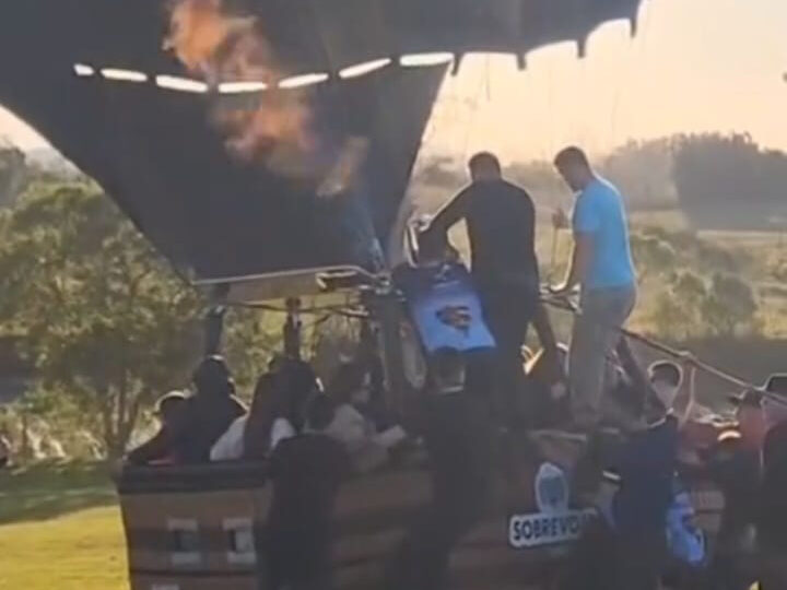 Imagens mostram balão que caiu em Praia Grande/SC antes de subir e acontecer o acidente neste sábado