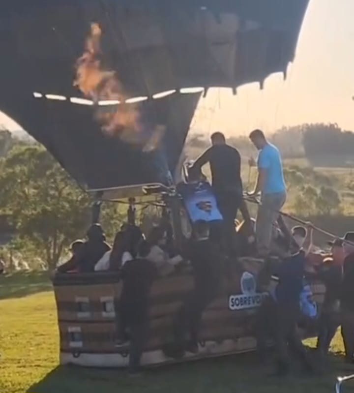 Imagens mostram balão que caiu em Praia Grande/SC antes de subir e acontecer o acidente neste sábado