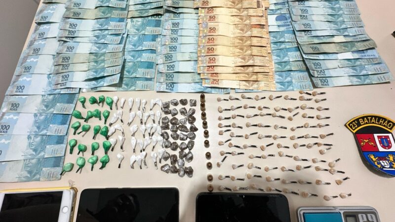 PM apreende drogas, munições e R$ 8 mil na CIC; mulher tentou subornar policiais