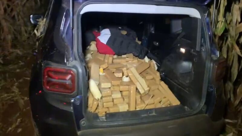 Motorista abandona carro com 300 kg de maconha e foge em plantação após perseguição na BR-277 em Cascavel