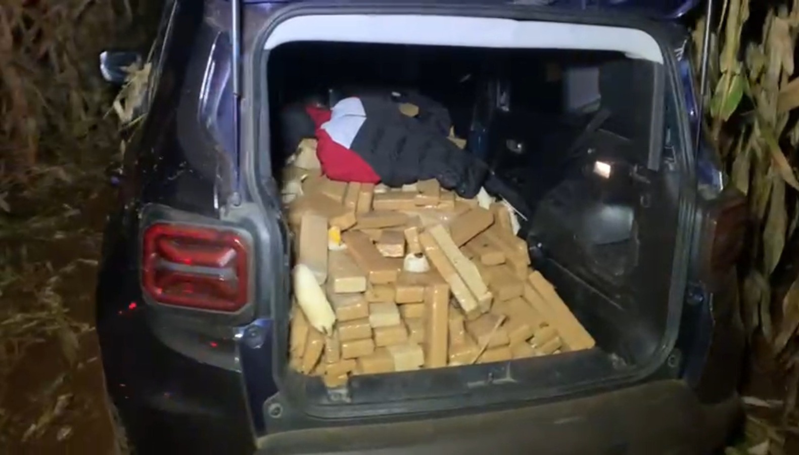 Motorista abandona carro com 300 kg de maconha e foge em plantação após perseguição na BR-277 em Cascavel