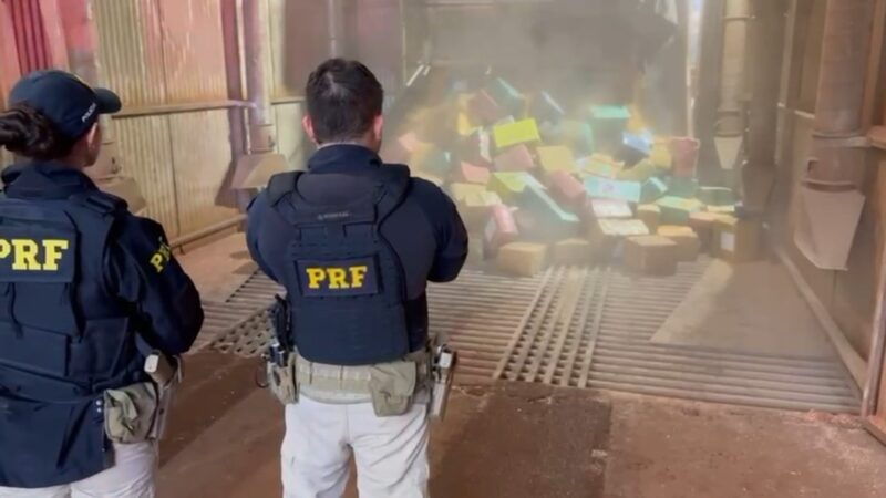 PRF apreende mais de 17 toneladas de maconha escondidas em carga de milho no oeste do Paraná