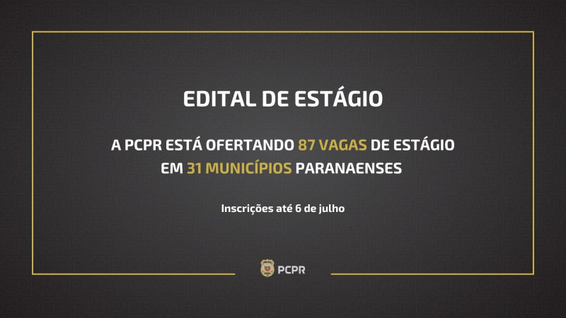 PCPR oferta 87 vagas de estágio em 31 municípios paranaenses