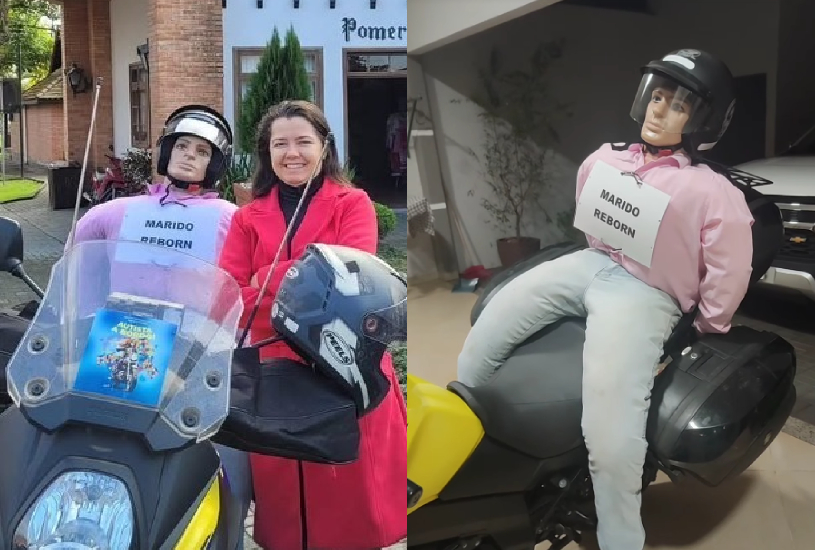 Amor Inusitado nas Estradas: Mulher Viaja pelo Paraná com ‘Marido Reborn’ na Garupa da Moto