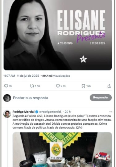 Vereador de Curitiba diz que petista morta no RS era de facção criminosa