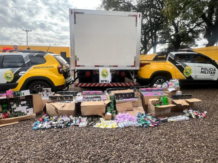 Caminhão com carga de contrabando avaliada em R$ 300 mil é apreendido em Santa Tereza do Oeste