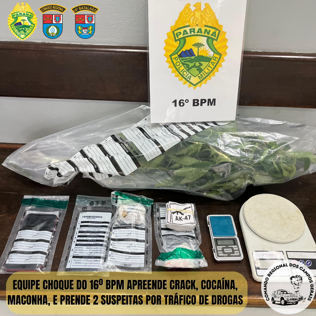 Ação do Choque Desmantela Ponto de Tráfico e Prende Duas Mulheres em Guarapuava