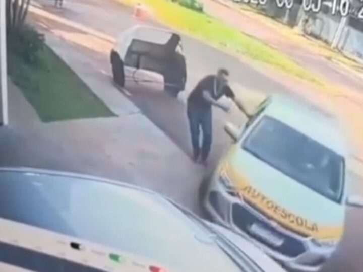 Vídeo impressionante: Aluna perde o controle e invade autoescola durante baliza no Paraná