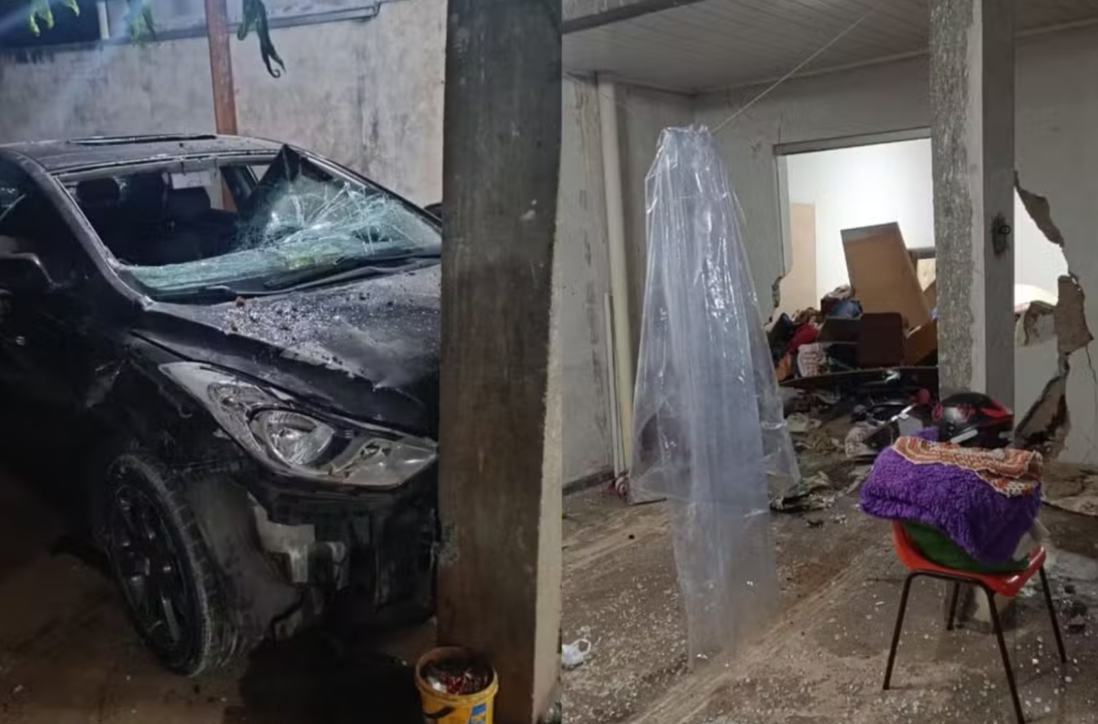 Homem joga carro contra a própria casa após esposa não querer ter relações sexuais com ele, no Paraná