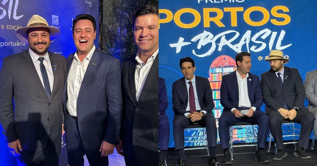 Deputado Geraldo Mendes e governador Ratinho Junior participam de premiação que consagrou o Porto de Paranaguá como o melhor do Brasil