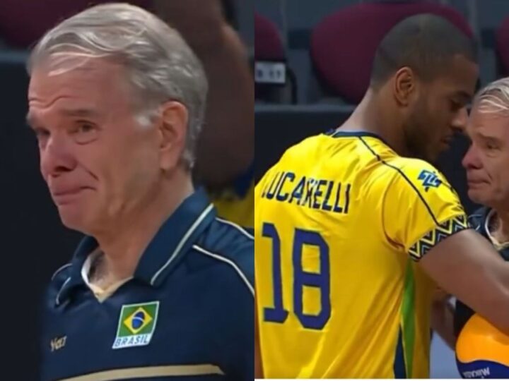 Bernardinho se despede da mãe durante jogo da Seleção