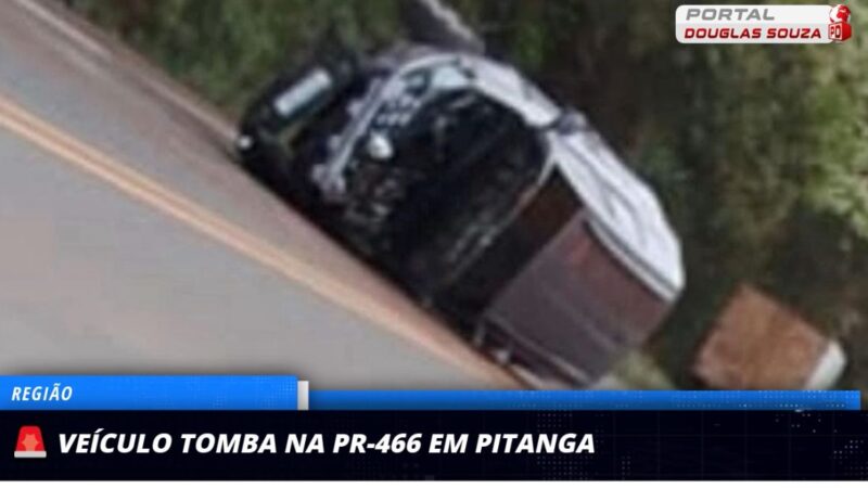 Carro Tomba na PR-466 em Pitanga; Motorista Escapa com Ferimentos Leves