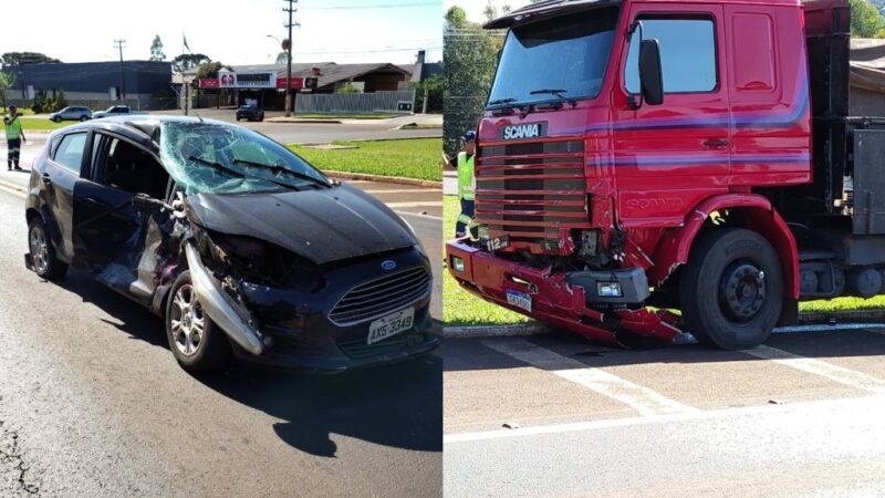 Colisão entre carro e caminhão deixa vítima ferida e mobiliza equipes de resgate na BR-277 em Laranjeiras do Sul