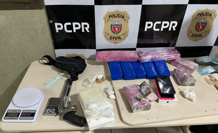 PCPR apreende mais de 7 quilos de drogas e uma arma de fogo durante ação em Nova Esperança