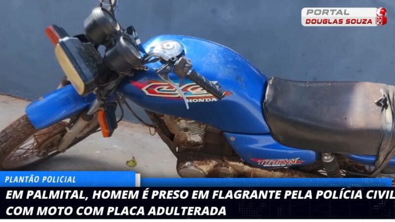 Palmital: Homem é preso em flagrante ao tentar dar partida em moto com placa adulterada na Vila Bigurna