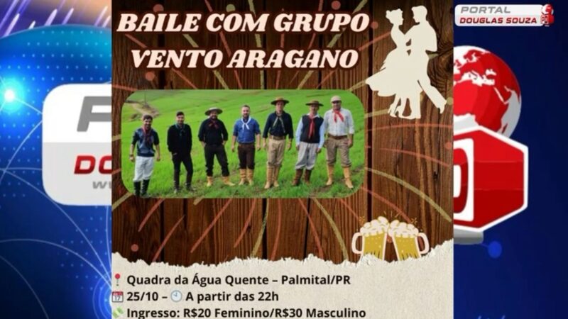 Agito na Água Quente: Grupo Vento Aragano anima a noite de sábado com baile imperdível