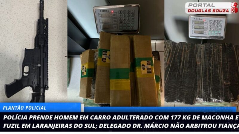 Paraguaio é preso em Laranjeiras do Sul com 177 kg de maconha e fuzil em carro adulterado