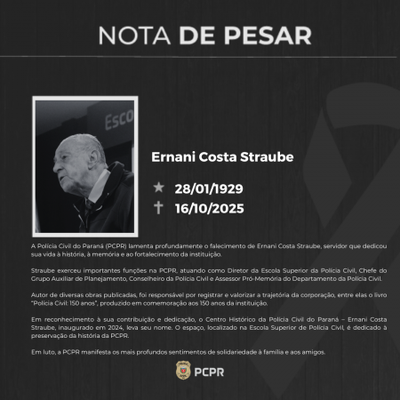 Nota de pesar | Polícia Civil do Paraná