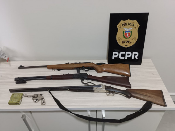 PCPR prende homem em flagrante por posse ilegal de arma de fogo e apreende armas em Rondon