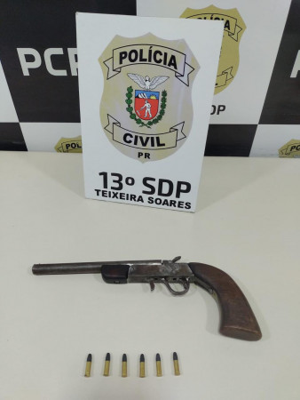PCPR prende homem em flagrante por posse irregular de arma de fogo em Teixeira Soares