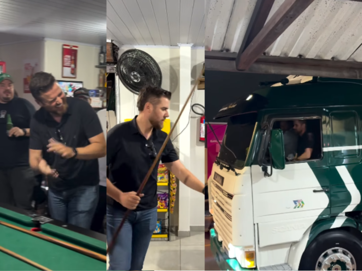 Zé Neto ‘invade’ bar em São José dos Pinhais com seu caminhão e agita a noite dos fãs
