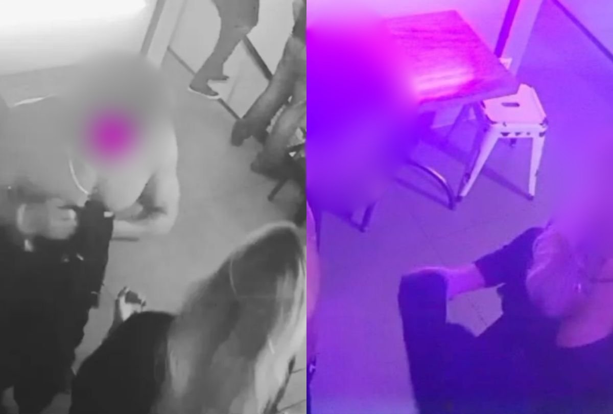 Imagem das câmeras de segurança do local flagram o momento íntimo (Reprodução)