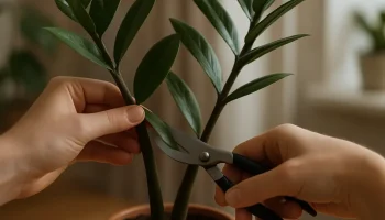 Poda lunar na zamioculca acelera crescimento em ambientes com pouca luz