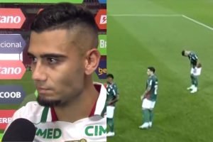 Andreas ironiza ação em pênalti de Memphis — Foto: ReproduçãoAndreas ironiza açã