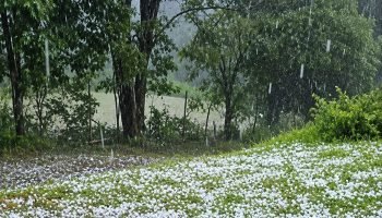 Granizo atingiu o município na tarde desta quinta-feira (10)
