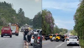 Cinco feridos após colisão frontal na PR-508 em Paranaguá