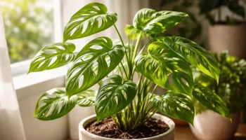 Monstera mini precisa de 6 a 8 horas de luz indireta para manter folhas recortadas