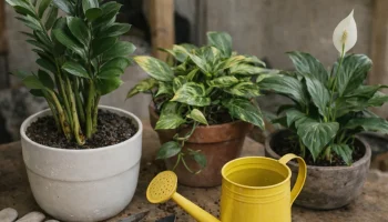 Zamioculca morre por excesso de água, enquanto jiboia e lírio-da-paz resistem