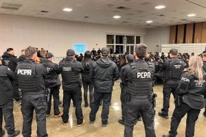 Forças de segurança estiveram nas ruas nas primeiras horas desta quinta-feira (30) em Laranjeiras do Sul e Ibema (Foto: PCPR)