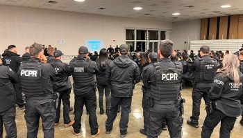 Forças de segurança estiveram nas ruas nas primeiras horas desta quinta-feira (30) em Laranjeiras do Sul e Ibema (Foto: PCPR)