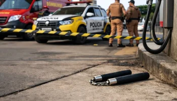 Agressão com nunchaku deixa vítima ferida em posto de combustíveis em Cascavel