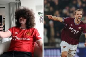 Torcedor Frank Ilett após jogo entre Manchester United e West Ham, sem corte de