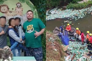 Caminhoneiro morre ao tombar com carga de cerveja