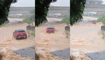 Casal e bebê de 1 ano morrem em SC quando carro é arrastado por enxurrada