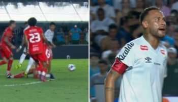 Neymar se irrita após entrada de jogador do Velo Clube — Foto: Reprodução/XNeyma