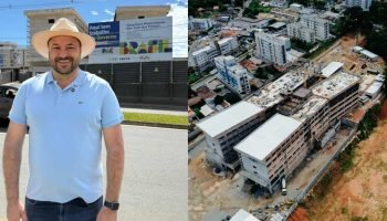 Deputado Federal Geraldo Mendes em frente à obra do novo Hospital e Maternidade de São José dos Pinhais