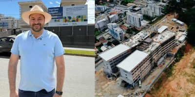 Deputado Federal Geraldo Mendes em frente à obra do novo Hospital e Maternidade de São José dos Pinhais