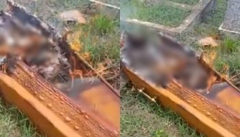 Criminosos ateiam fogo em caixão durante velório interrompido por tiros