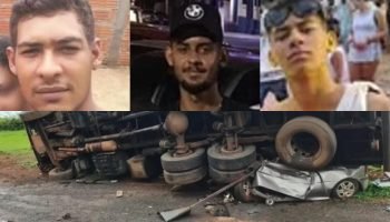 Três irmãos e amigo morrem após caminhão tombar sobre carro na rodovia SP-322